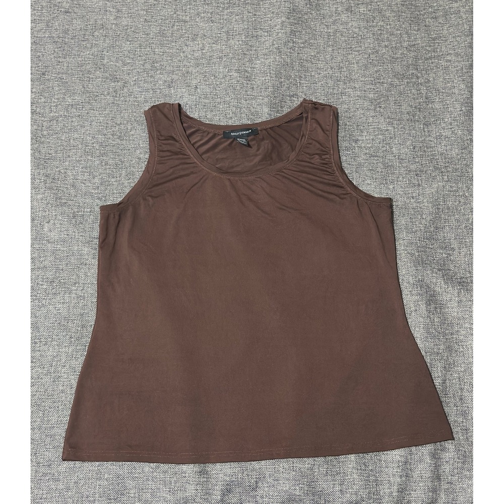 Ashley Stewart Women's 22-24 Tank Top Brown Scoop Neck Sleeveless Stretch